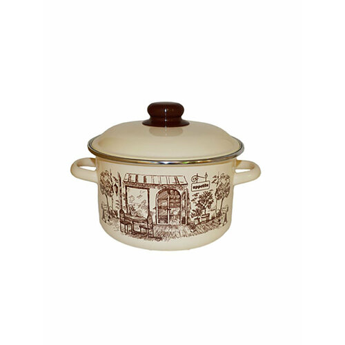 Эмалированная кастрюля с крышкой 3 л