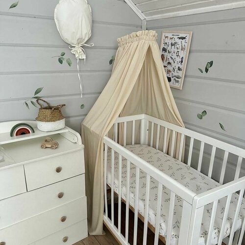 Балдахин для детской кроватки MamiBro размер 300х170 см светло бежевый 2690₽