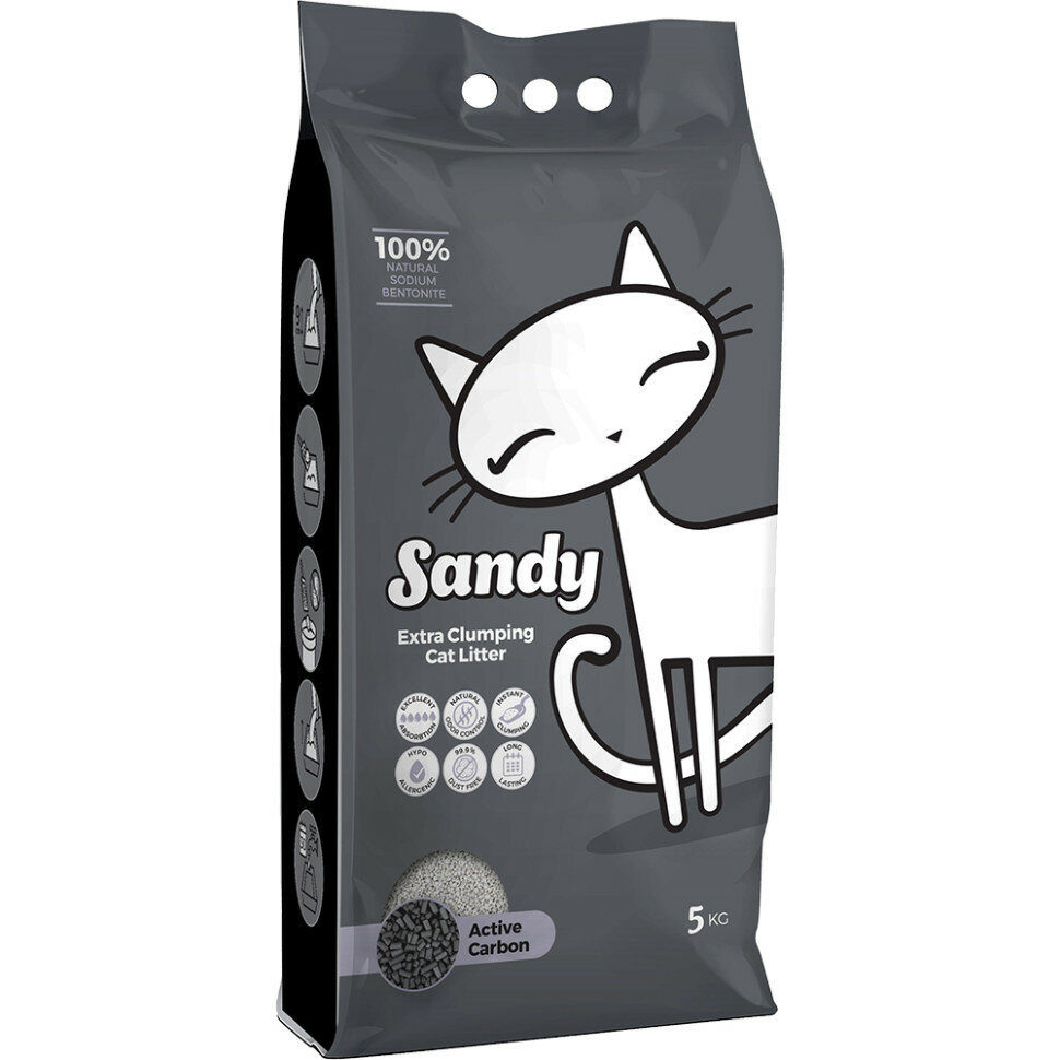 Sandy Active Carbon комкующийся бентонитовый наполнитель с активированным углем - 5 кг