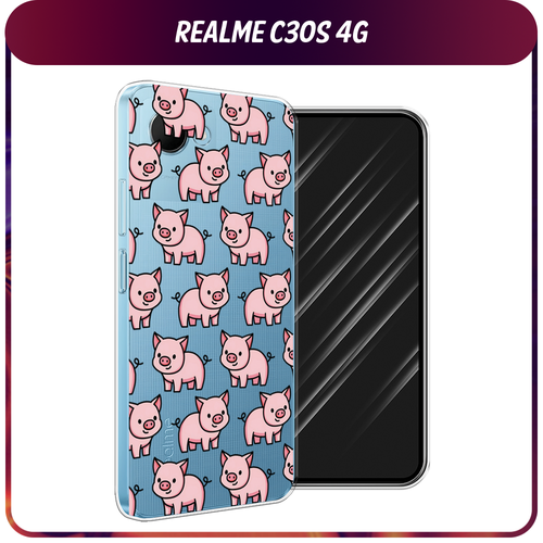 Силиконовый чехол на Realme C30S 4G / Реалми С30S 4G Веселые поросята, прозрачный силиконовый чехол на realme c30s 4g реалми с30s 4g розовые разводы рисунок