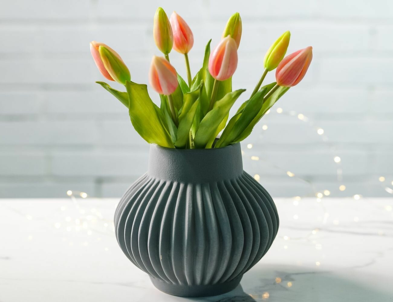 фото Керамическая ваза лантерна, серая, 18 см, Boltze 2028603-1