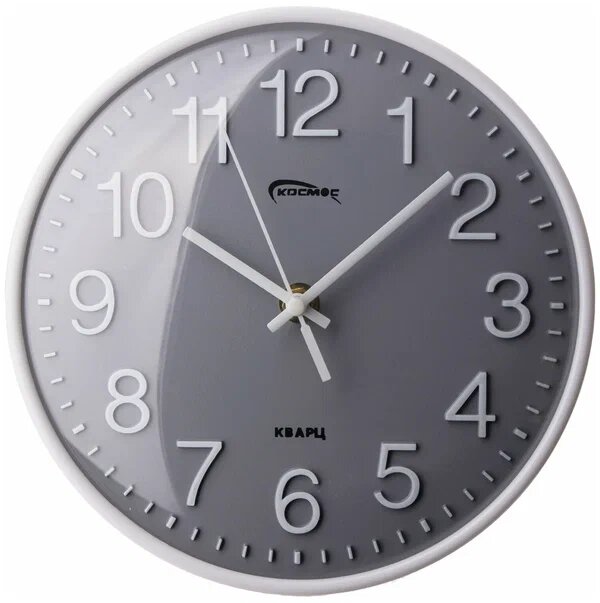 Часы настенные с плавным ходом на кухню / круглые часы 20 см / Космос / серые часы / Батарейка в подарок