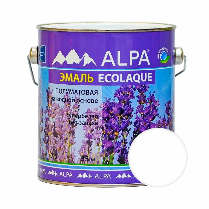 Экоэмаль ALPA Ecolaqueг Белый полуматовый 2,5 л