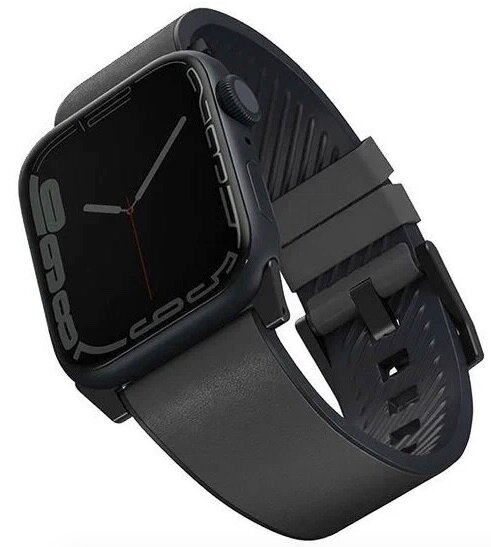 Ремешок Uniq Straden Waterproof Leather/Silicone для Apple Watch 49/45/44/42 мм цвет Серый (45MM-STRAGRY)