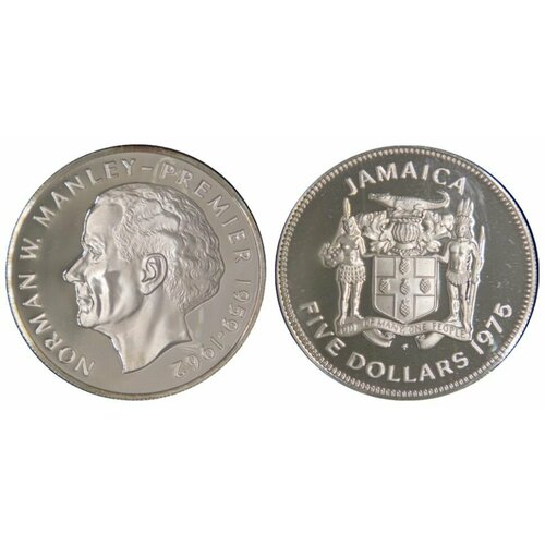ямайка 5 долларов 1993 г 100 лет со дня рождения нормана вашингтона мэнли Ямайка, 5 долларов 1975 год, Норман Мэнли