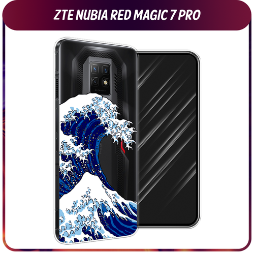 Силиконовый чехол на ZTE Nubia Red Magic 7 Pro / ЗТЕ Нубиа Ред Меджик 7 Про Волна в Канагаве, прозрачный силиконовый чехол на zte nubia red magic 7 pro зте нубиа ред меджик 7 про черные полигоны