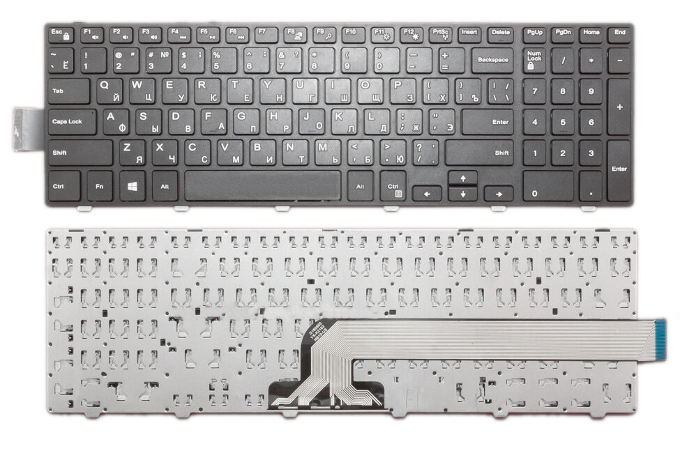 Клавиатура для ноутбука Dell Inspiron 15-5545 русская черная с черной рамкой версия 1