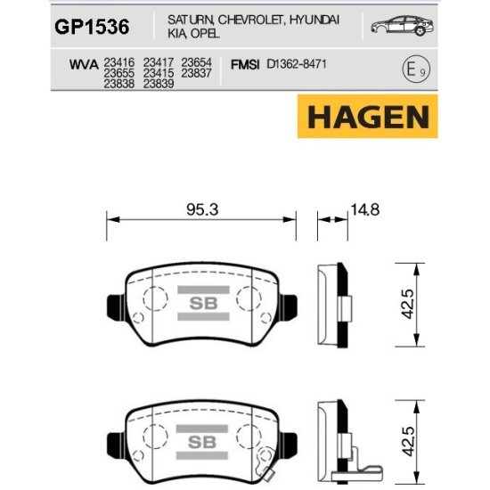 Колодки тормозные задние Sangsin Brake для Kia CEED 13-, 4 шт