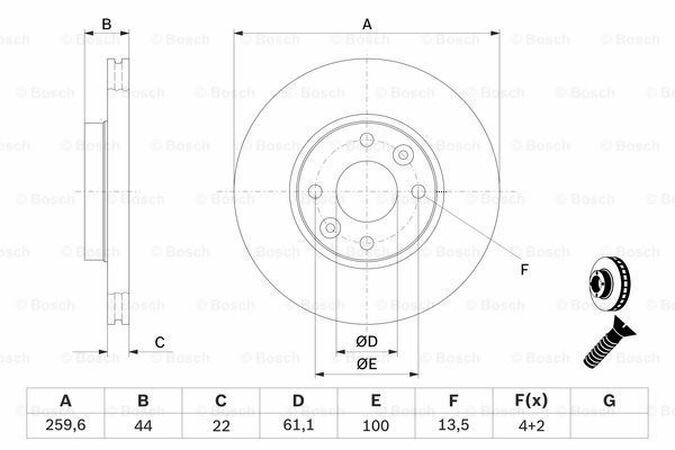 Bosch диск тормозной пер 0986479103, (1шт)