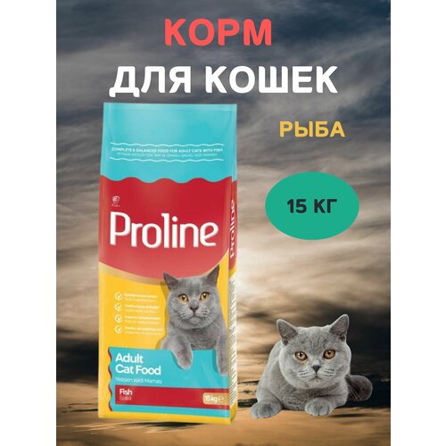 Сухой корм для кошек, с рыбой, PROLINE, 15 кг