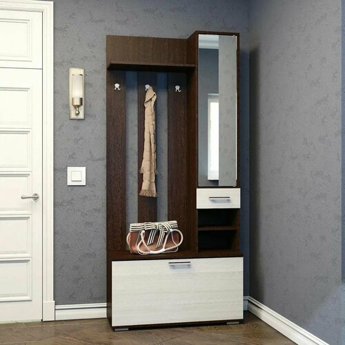 Прихожая Ника, вешалка с зеркалом, 910х354х2032, венге/лоредо