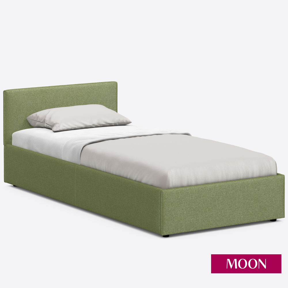 Кровать односпальная без подъёмного механизма, MOON FAMILY 1250, размер 90х200 см, рогожка зеленая. Ортопедическое основание в комплекте