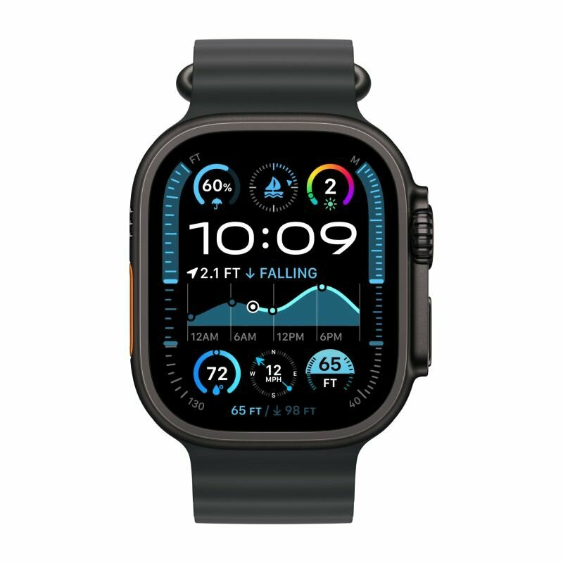 Обзор: Apple Watch Ultra 2 GPS Cellular, 49 мм, черный титан, ремешок Ocean черный, M