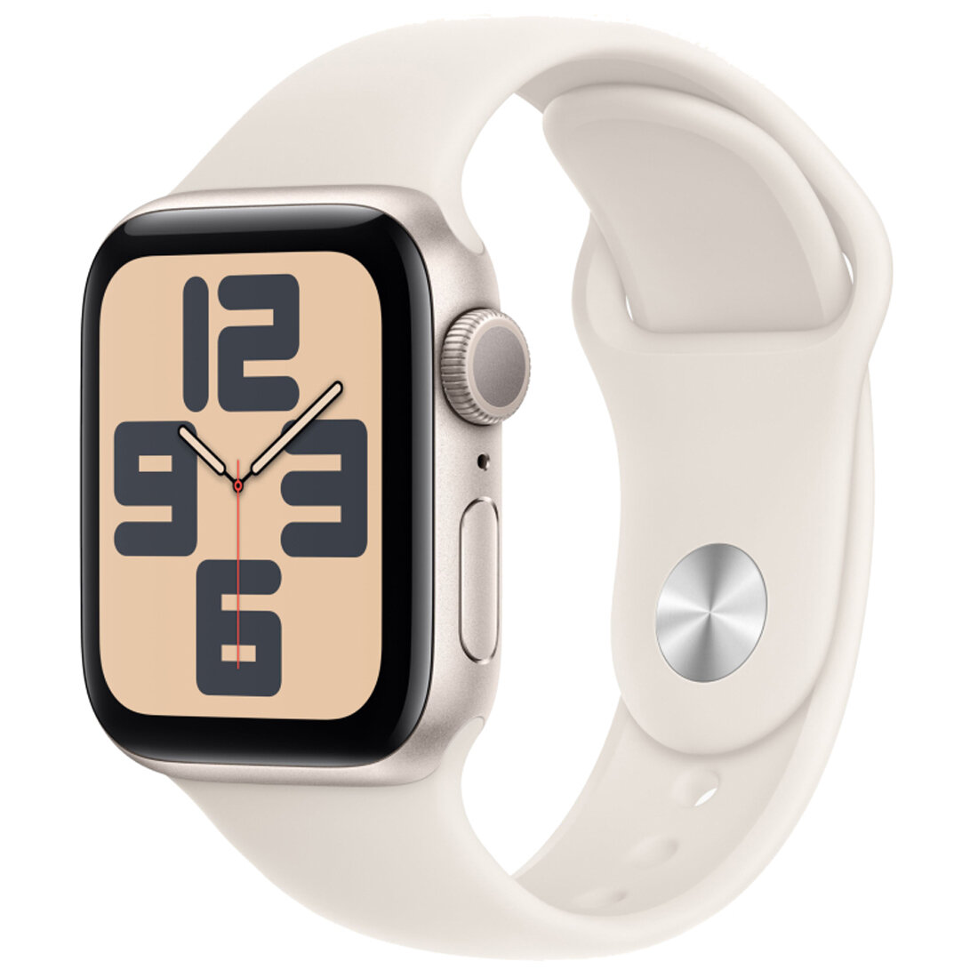 Смарт-часы Apple Watch SE 2024 GPS 44мм Aluminum Case with Sport Band S/M, сияющая звезда + сияющая звезда ремешок MXEU3