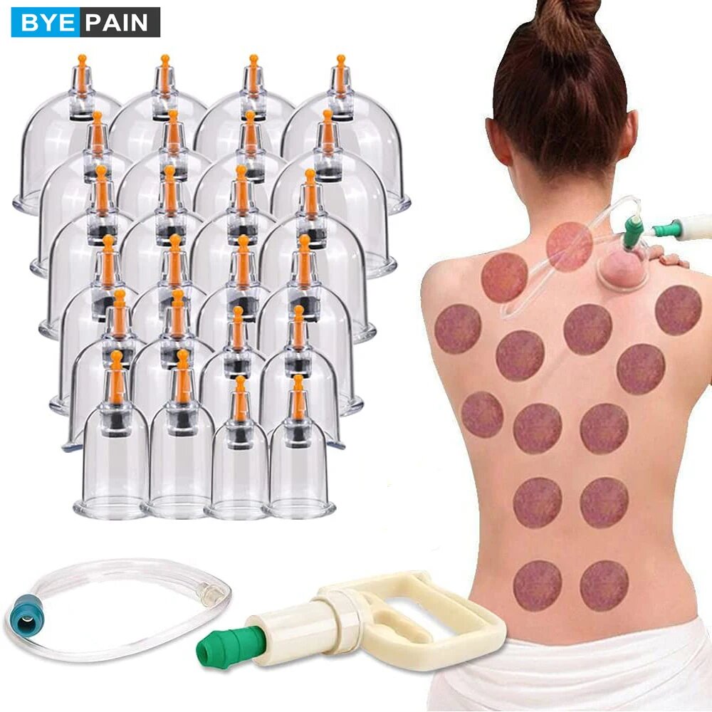 Картинки Терапевтические наборы для баночной терапии, Hijama вакуумные банки, 24 дюйма, для целлюлитного массажа, для облегчения боли в спине, китайские баночки, 24Pcs-Set
