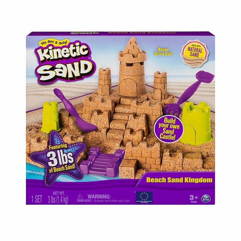 Spin master Kinetic Sand Beach Sand Kingdom /В комплект входят формочки и инструменты, сенсорные игрушки Beach Playset для детей от 3 лет и старше