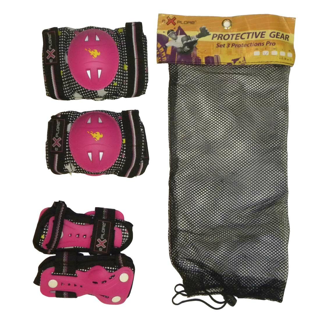 Защита Explore Racer (комплект) для катания на роликовых коньках скейтбордах самокатах. р. M Pink