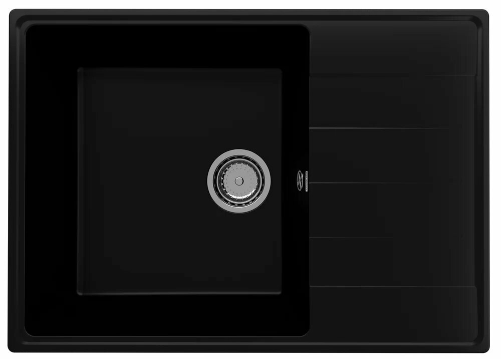 Мойка кухонная Ulgran Quartz Prima 700-07 прямоугольная 70x50 кварцевая с крылом черная матовая