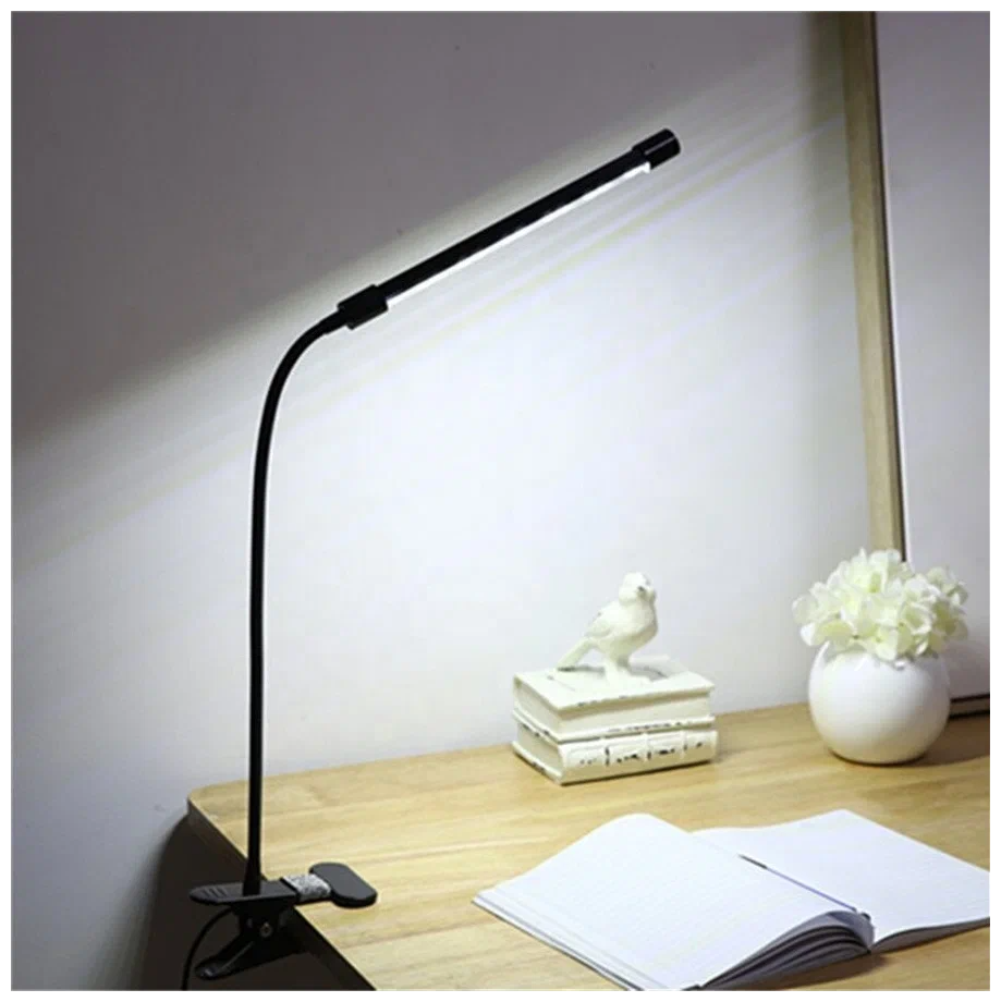 Лампа настольная светодиодная / Лампа гибкая настольная с креплением с прищепкой на стол / светильник