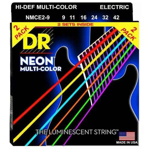 фото Dr strings nmce-2/9 high-def neon струны для электрогитары, 2 комплекта