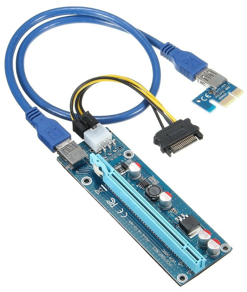 Аксессуар Райзер Palmexx 12v 6pin Ver 006C PCI-E PCI Express Riser USB 3.0 PX/RISER-006C