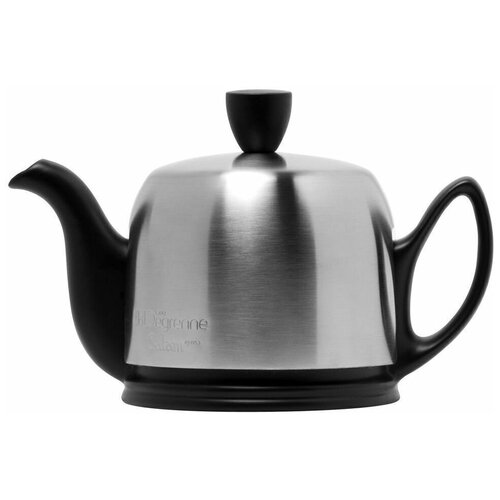 Фарфоровый черный заварочный чайник на 2 чашки с стальной крышкой. Salam Mat Black 211991 , 450 мл, Degrenne