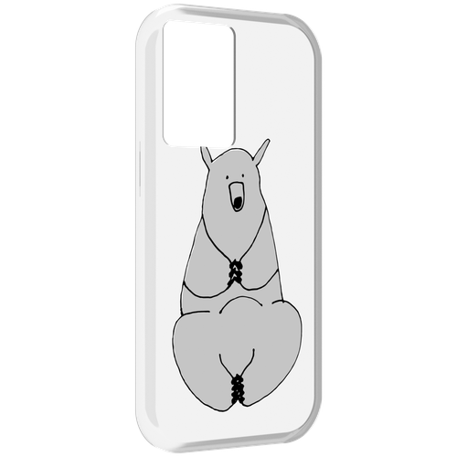 Чехол MyPads Серый медведь для OnePlus Nord N20 SE задняя-панель-накладка-бампер