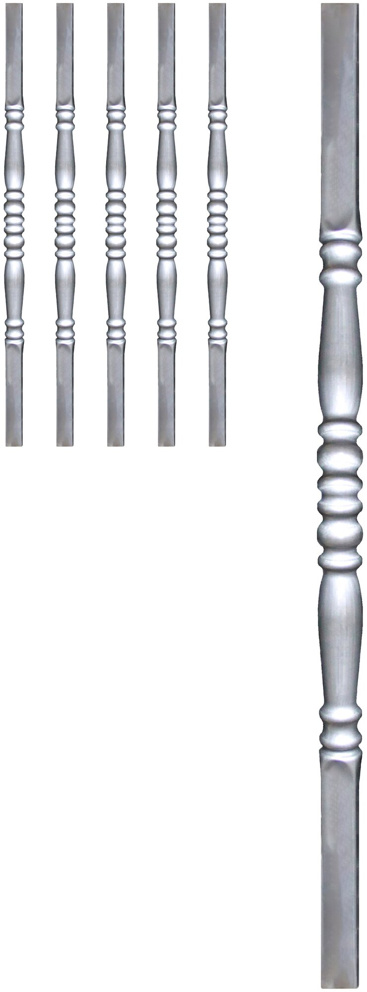 Набор балясин кованых металлических Royal Kovka, 5 шт., диаметр 42 мм, квадратные окончания 33х33 мм, арт. 33*33.2 КВ 5 - фотография № 1
