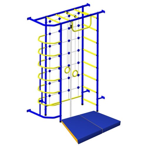 Комплект: спортивный комплекс Пионер С9 ступени противоскользящие, цвет сине-желтый, мат 1х1 м.