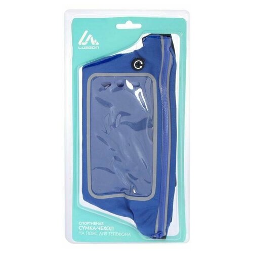 фото Спортивная сумка чехол на пояс luazon, управление телефоном, отсек на молнии, синяя luazon home