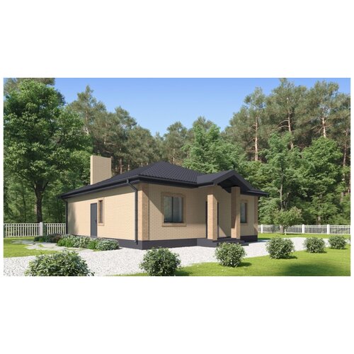 Проект жилого дома STROY-RZN 11-0045 (85,5 м2, 10,0*11,04 м, газобетонный блок 375 мм, облицовочный кирпич)