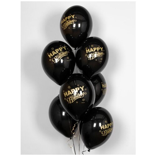 фото Набор воздушных шаров шаров "с днем рождения черные" шариков