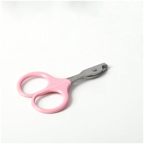 Ножницы-когтерезы Пижон изогнутые с прорезиненными ручками, отверстие 6 мм, розовые