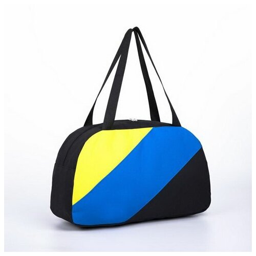 Зфтс Сумка спортивная, отдел на молнии, наружный карман, цвет чёрный/голубой/жёлтый