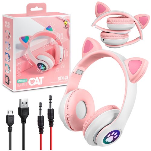Беспроводные наушники со светящимися ушками кошки CAT STN-28 розовые 139000₽