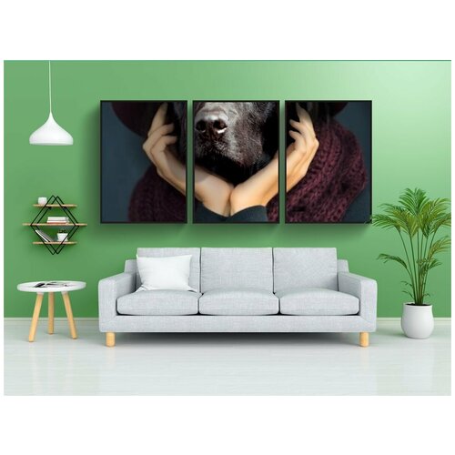 фото Набор модулных постеров для интерьера "собака, портрет, мыслитель" 60x90 см. в тубусе, без рамки lotsprints