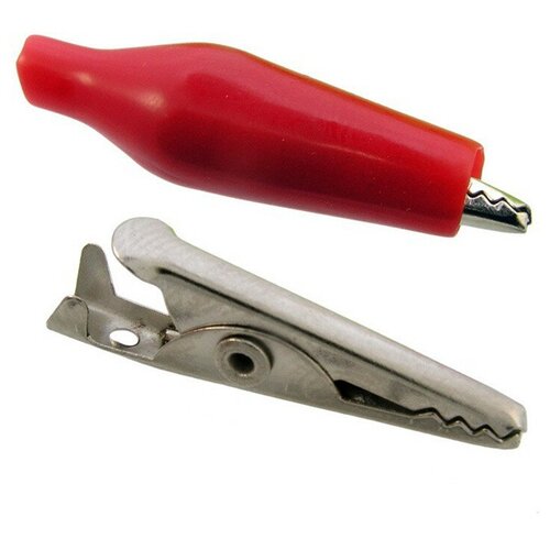 фото 8-0026 red зажим "крокодил" с изолятором 5а, 35.3мм (красный) oem