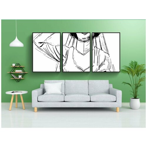 фото Набор модулных постеров для интерьера "лицо, первая помощь, рука" 60x90 см. в тубусе, без рамки lotsprints