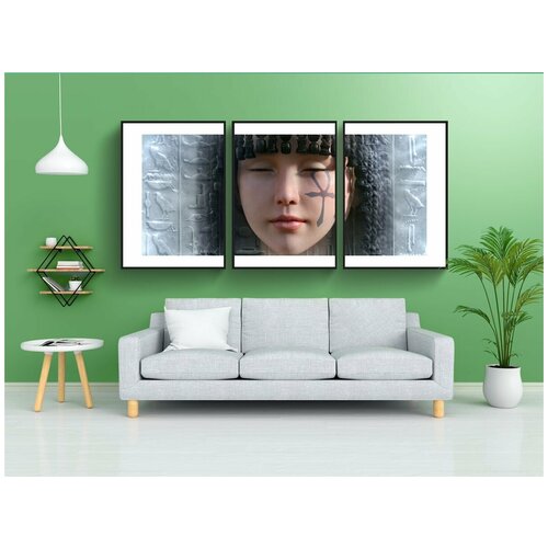 фото Набор модулных постеров для интерьера "портрет, девочка, египетский" 60x90 см. в тубусе, без рамки lotsprints