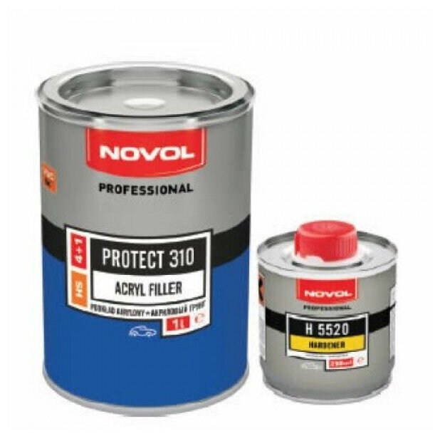 Грунт "NOVOL" HS 4+1 Protect 310 (1 л) (белый) (комплект + отвердитель 250 мл) NOVOL 37131+35822 | цена за 1 шт