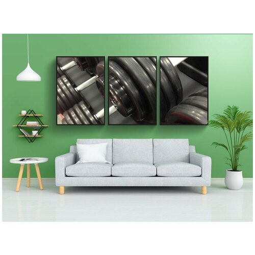 фото Набор модулных постеров для интерьера "веса, тренировка, упражнение" 60x90 см. в тубусе, без рамки lotsprints