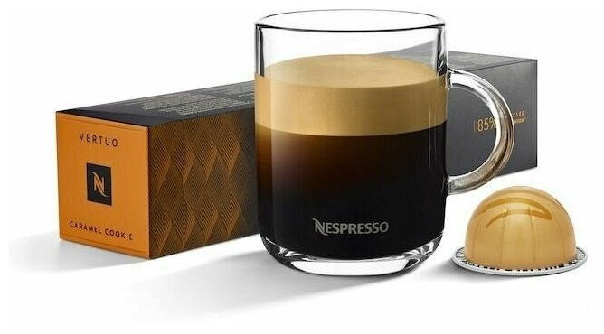 Кофе Nespresso Vertuo Caramel Cookie в капсулах, упаковка 10 шт, для капсульной кофемашины Vertuo (объём чашки 230 мл) - фотография № 1