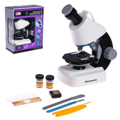 Микроскоп детский Юный ученый кратность х100, х400, х1200, подсветка, цвет белый костюм ученый детский