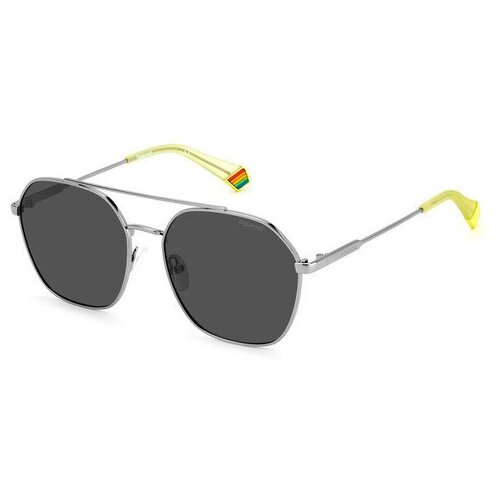 фото Солнцезащитные очки polaroid, авиаторы, оправа: металл, поляризационные, с защитой от уф, серебряный