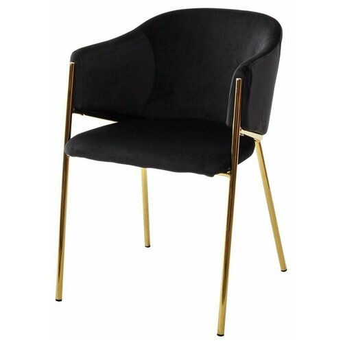 фото Стул-кресло dill bluvel-19 black, велюр / ножки металл, золотого цвета. для обеденной гостинной кухни m-city (м-сити) m city
