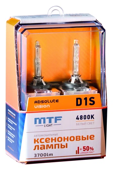 Ксеноновые лампы MTF Light D1S, ABSOLUTE VISION +50%, 3800lm, 4800K, 35W, 85V, 2шт. Арт.:AVBD1S
