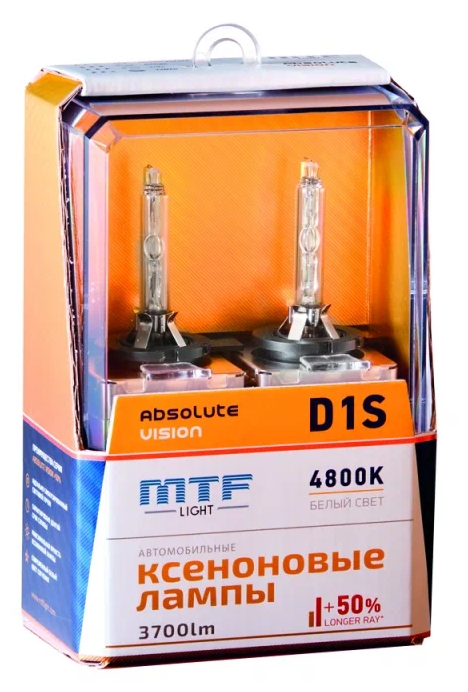 Лампа ксеноновая MTF Light Absolute Vision +50% D1S 12V 35W 4800K (AVBD1S) 2шт - фото №1