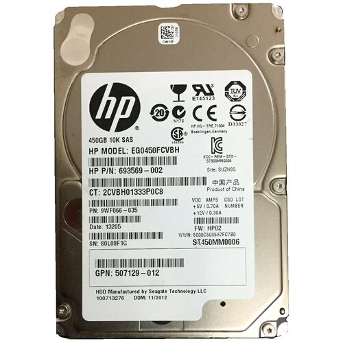 EG0450FCVBH HP Жесткий диск HP 450GB SAS HDD - 10K, 6Gb/sec, SFF [EG0450FCVBH]
