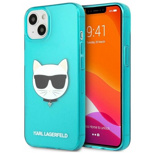 Чехол CG Mobile Karl Lagerfeld TPU FLUO Choupette Hard для iPhone 13, Голубой