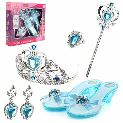 фото Набор для девочки "модница" с короной / набор для юной принцессы с голубыми туфельками / волшебные аксессуары для маленькой принцессы panawealth